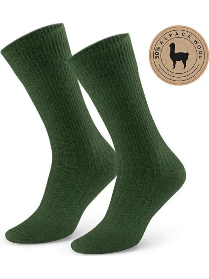 Ponožky s alpaka vlnou - zelené Art.044