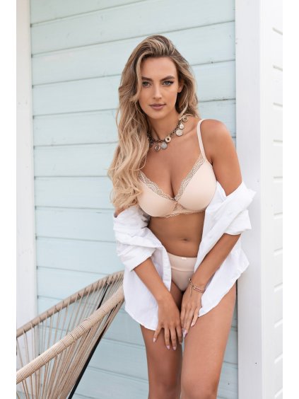 Krajková push-up podprsenka Mefemi Pepite (Barva béžová, Velikost 65F)
