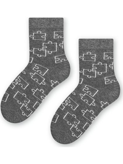Šedé dětské ponožky s motivem puzzle Art.084