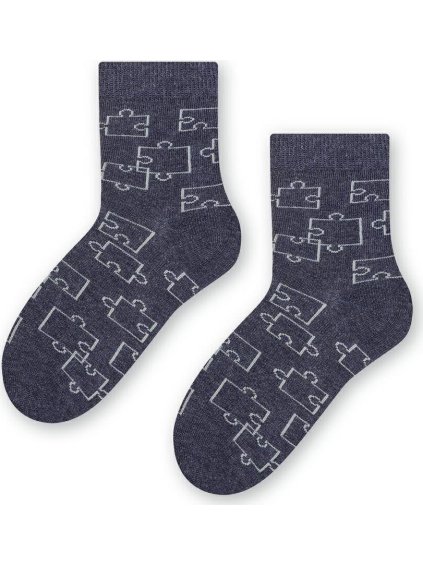 Šedé chlapecké ponožky s motivem puzzle Art.084