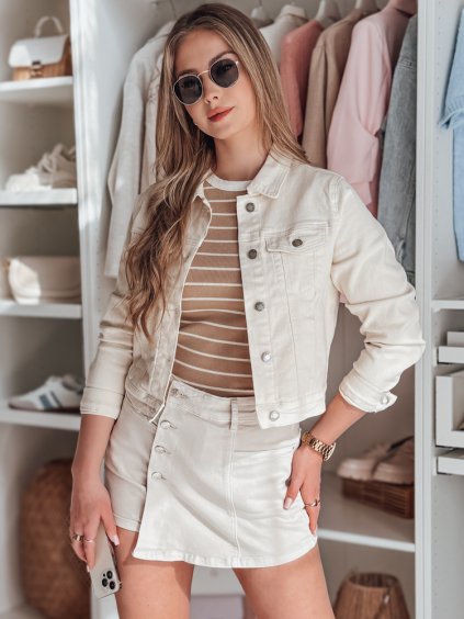 (Vel. L) Světle béžové džínové kraťasy se vzhledem sukně SUMERLUXE