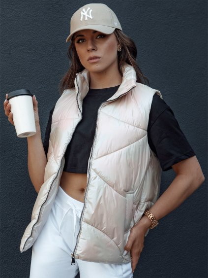 Béžová lesklá vesta HOLO