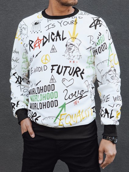Bílá mikina s barevným potiskem