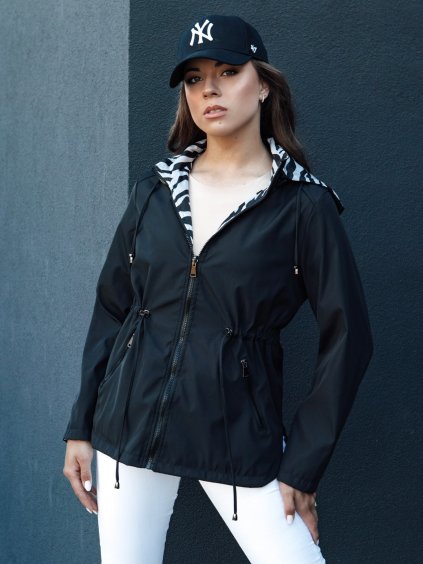 Černo-bílá zebrovaná oboustranná parka CORMIS