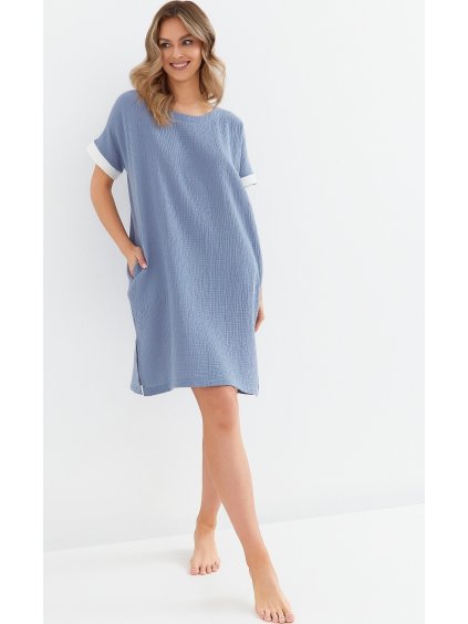 Světle modrá mušelínová noční košile Cana Muslin (Velikost S)