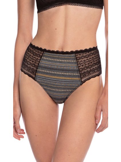 Dvojbalení šedých vzorovaných kalhotek s krajkou Lama Etno (Velikost 2XL, Barva šedá melanž)