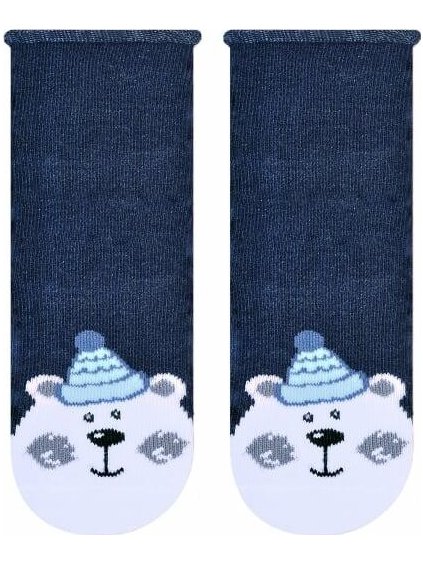 Tmavě modré ponožky pro děti - zimní motiv Art.138