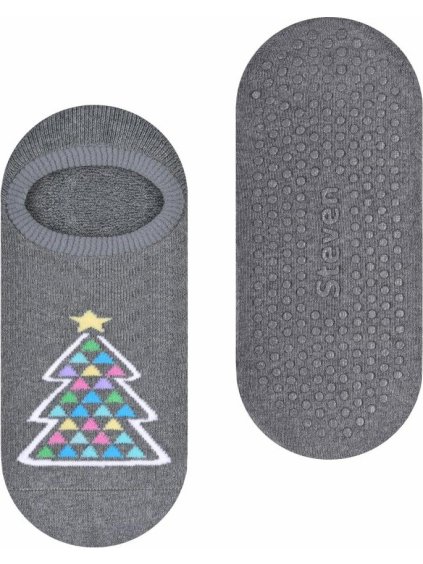 Šedé dětské nízké ponožky se stromečkem Art.134