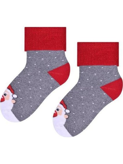 Šedé dětské vánoční ponožky se Santou Art.154