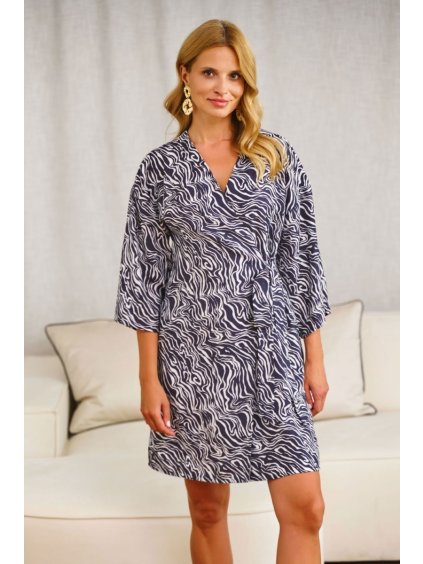 Tmavě šedý vzorovaný viskózový župan