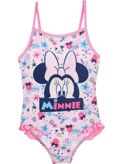 Světle růžové jednodílné plavky Minnie Mouse (Velikost 104)