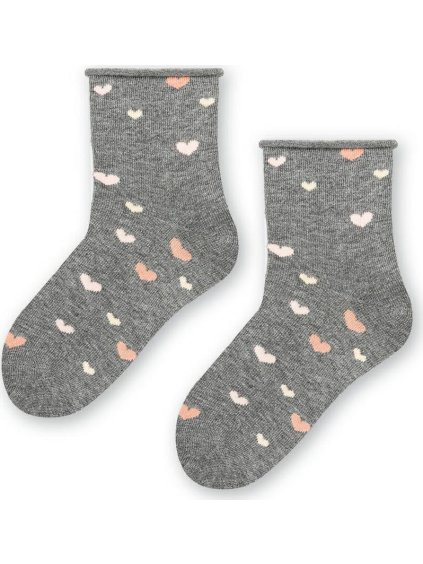 Šedé ponožky pro dívky se srdíčky Art.014