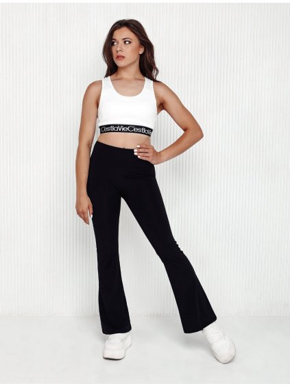 Černé dámské zvonové legíny s vysokým pasem SLIMLINE