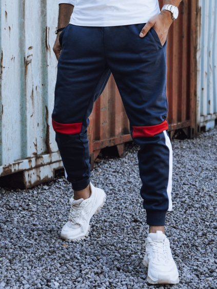 Tmavě modré pánské tepláky se stahovací šňůrkou