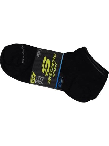 Černé pánské kotníkové ponožky Skechers 6pk Terry No Show (Velikost 41/46)