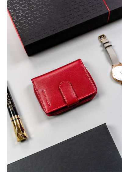 Peterson červená kožená peněženka Y792
