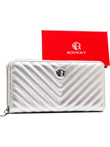Rovicky stříbrná elegantní peněženka se zapínáním na zip V403