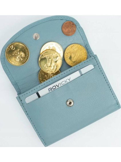 Rovicky světle modrá malá peněženka na patentku V394