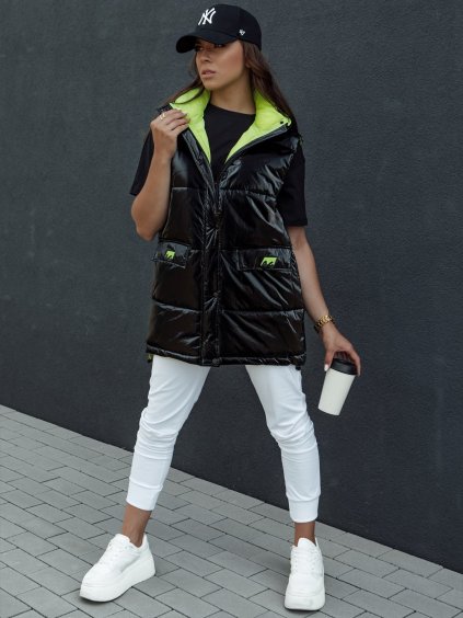 Černá dámská prošívaná lesklá vesta MAYLO