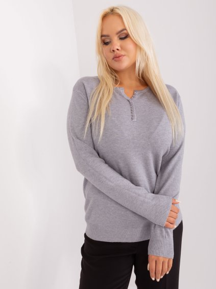 Šedý svetr s knoflíčky (Velikost L/XL)
