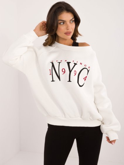 Smetanová mikina s výšivkou NYC