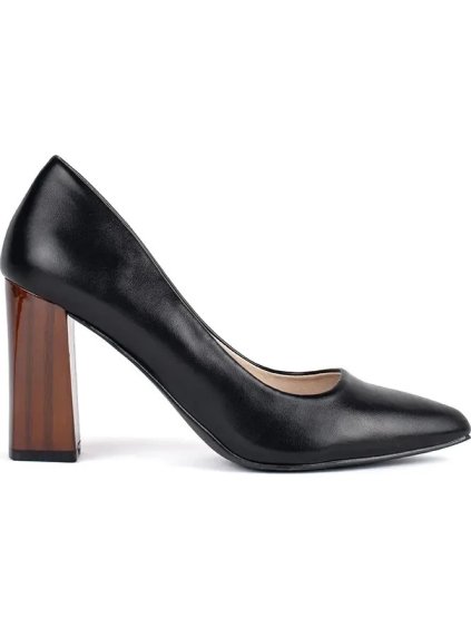 Elegantní černé lodičky na sloupkovém podpatku