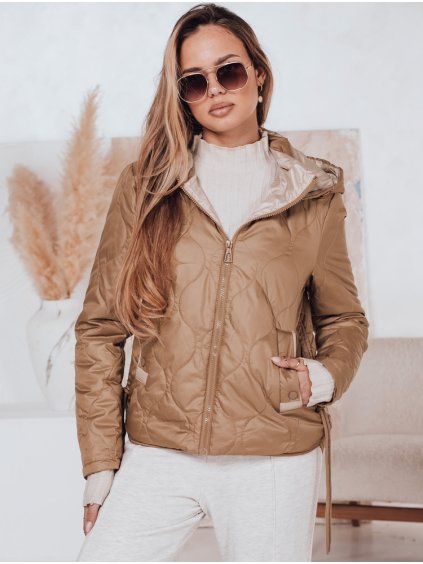 Béžová lesklá prošívaná bunda MAXWELL