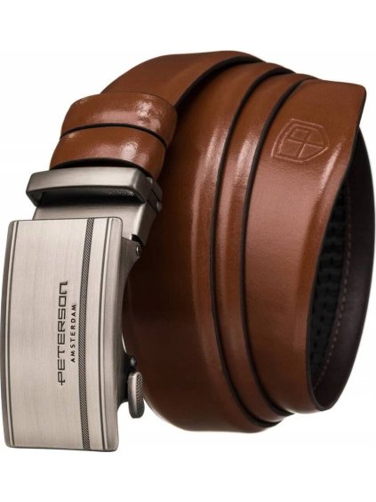 Peterson hnědý elegantní opasek se stříbrnou sponou (Velikost 105)