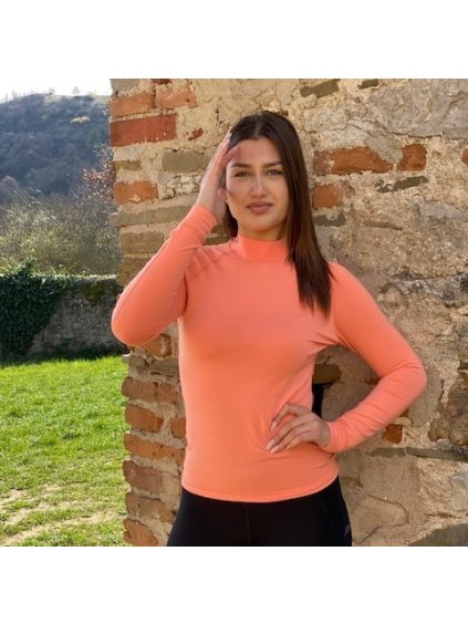 Oranžové funkční tričko s dlouhým rukávem