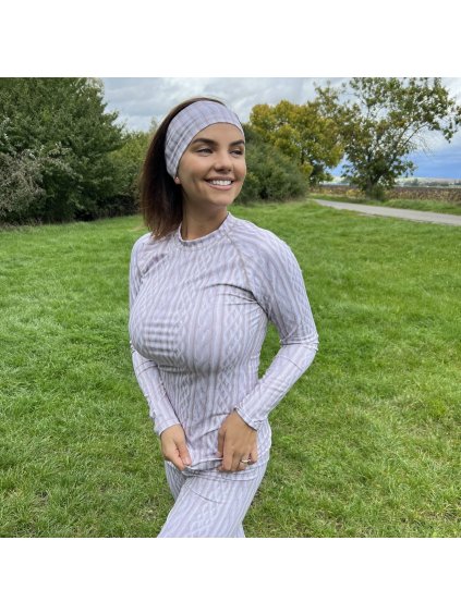 Světle béžové funkční tričko s pleteným vzorem