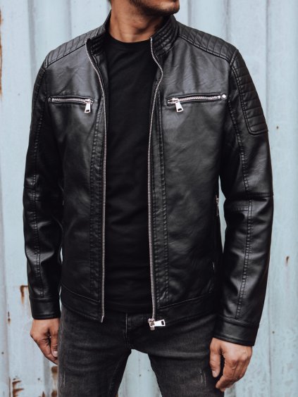 Pánská koženková bunda s ozdobnými zipy