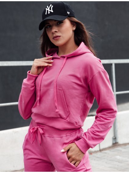 Růžová crop mikina s kapucí TRENDHOOD