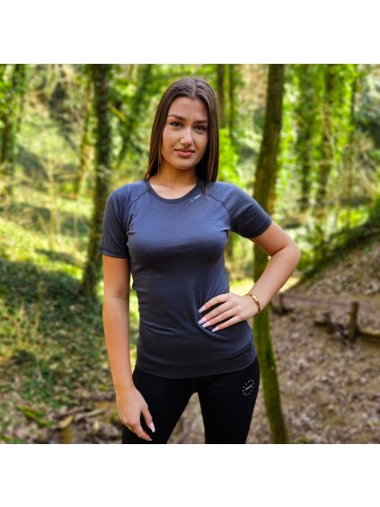 Grafitové funkční dámské tričko z merino vlny