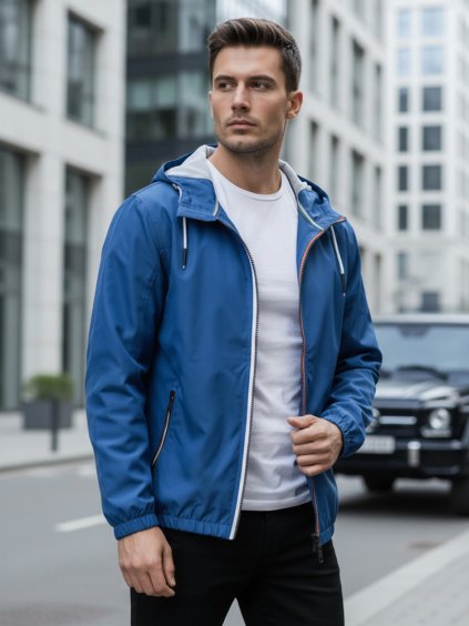 Pánská modrá přechodová bunda