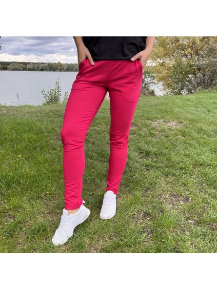 Dámské tmavě růžové funkční tepláky (Velikost XL)