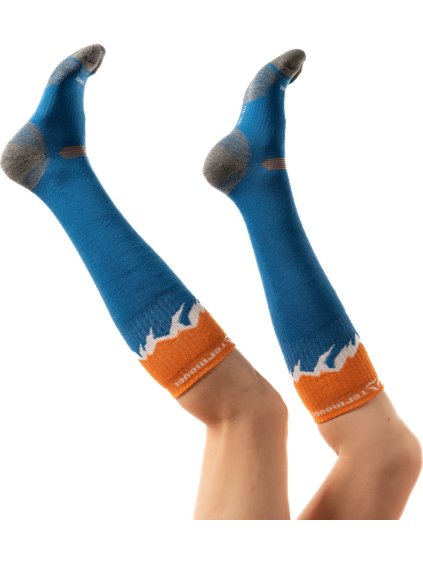 Pánské modro-oranžové hřejivé podkolenky