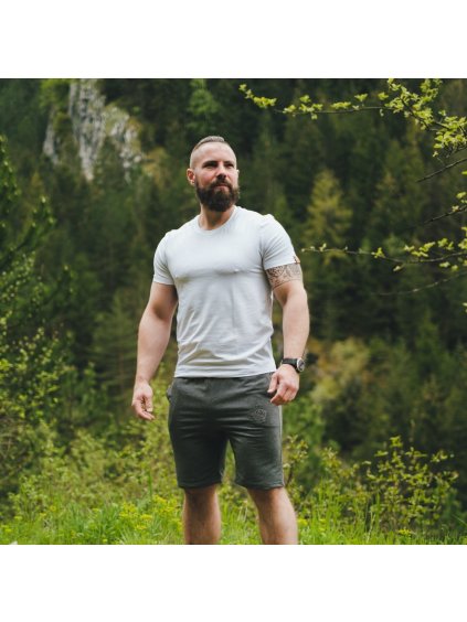 Antracitové pánské teplákové funkční kraťasy