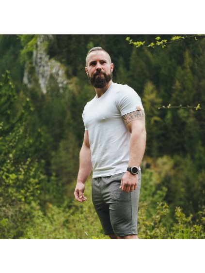 Tmavě šedé pánské melírované sportovní kraťasy