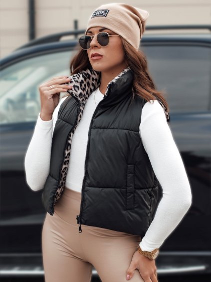 Dámská černá oboustranná vesta LEOVELLA