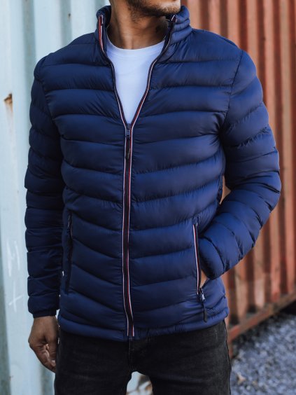 Pánská tmavě modrá prošívaná bunda