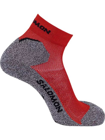 Červeno-šedé sportovní ponožky Salomon Speedcross Ankle Socks