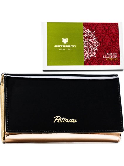 Peterson černo-zlatá peněženka s lakovanou texturou Y694