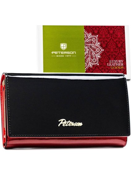 Peterson černo-červená peněženka s lakovanou texturou Y794