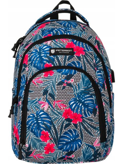 Peterson barevný školní batoh se vzory a USB portem
