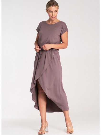 Dámské hnědé ležérní viskózové šaty