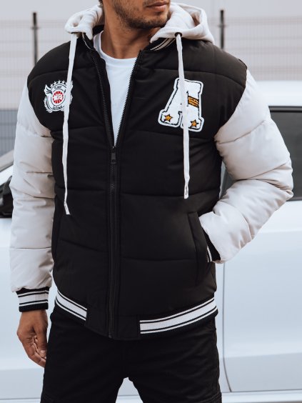 Pánská černá zimní bunda s kapucí