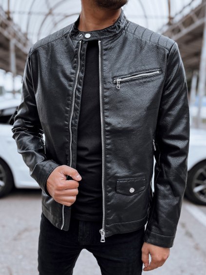 Pánská černá koženková bunda