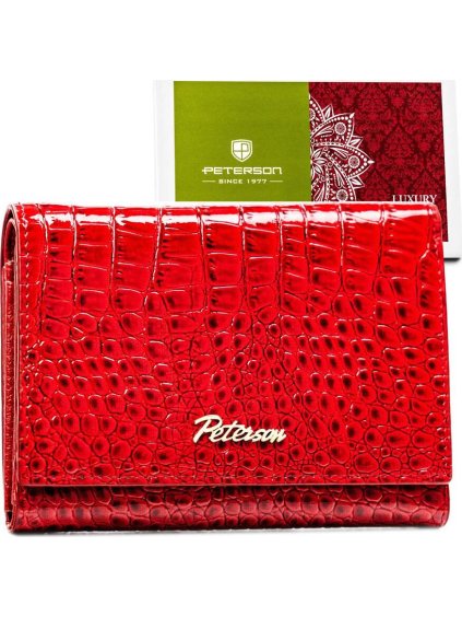 Červená dámská lakovaná peněženka se vzorem krokodýlí kůže Peterson Y694