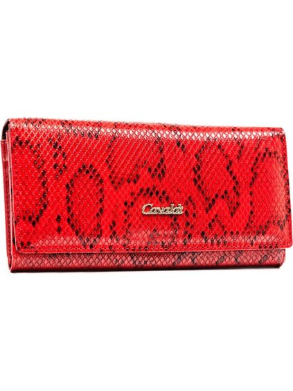 Červená dámská peněženka s hadím vzorem Cavaldi M778