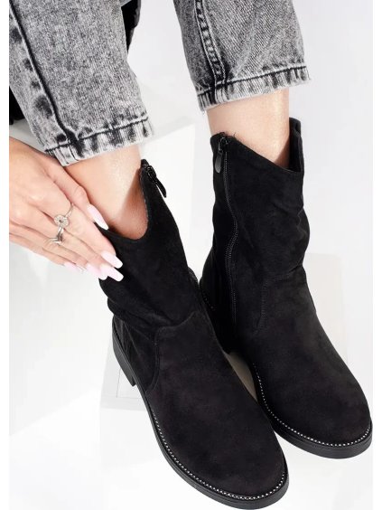 Černé semišové dámské kovbojky
